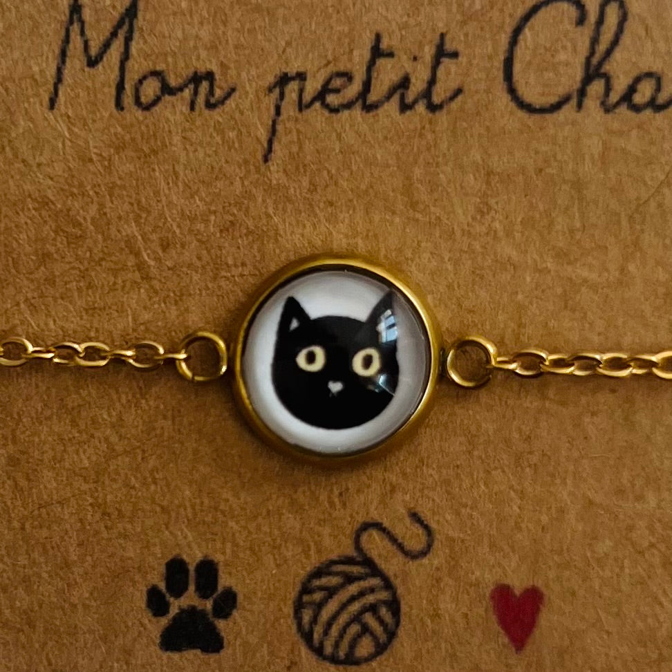 Bracelet Petits Chats, finition dorée ou argentée