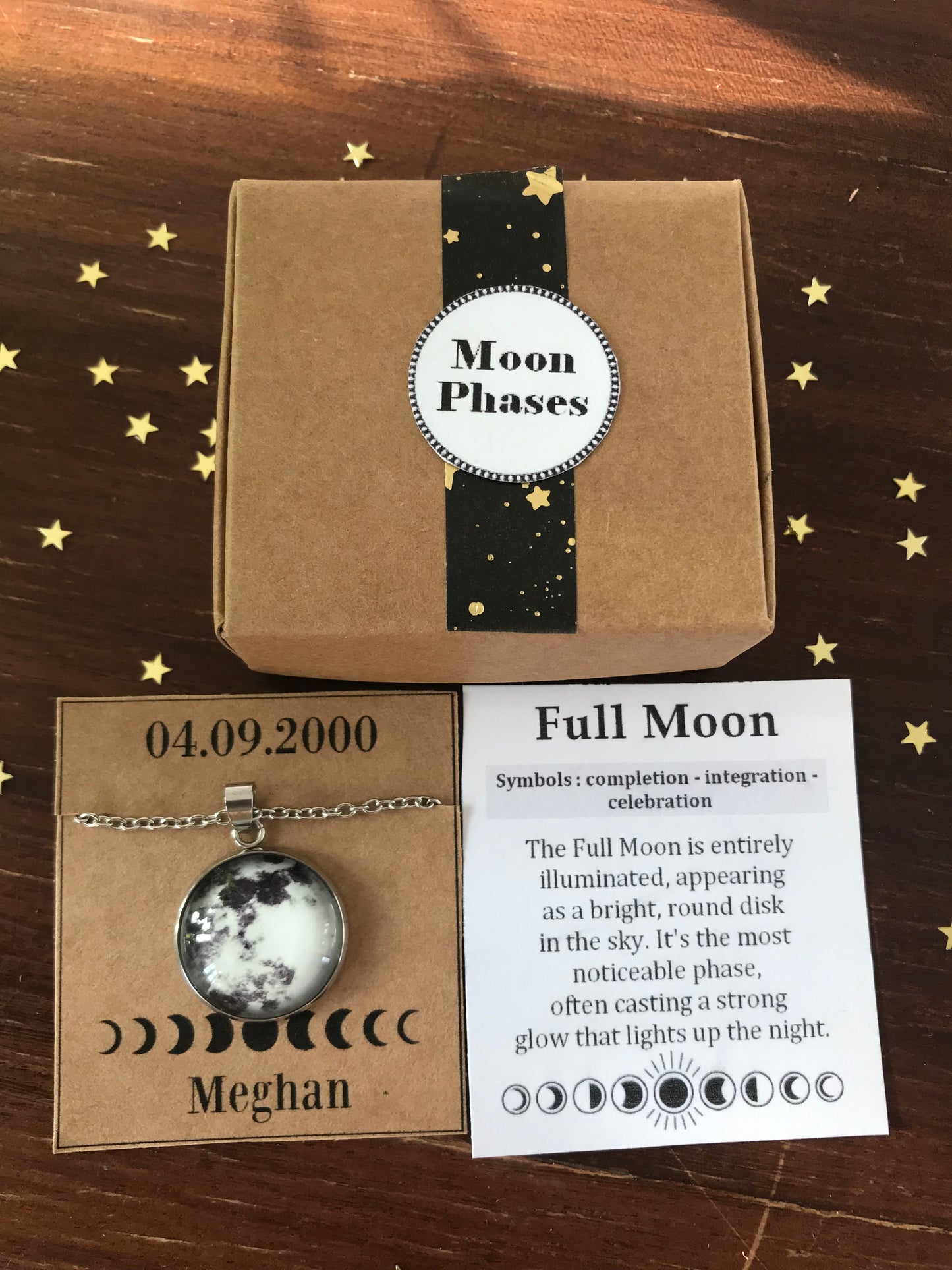 Collier phase de lune personnalisé, cadeau personnalisé