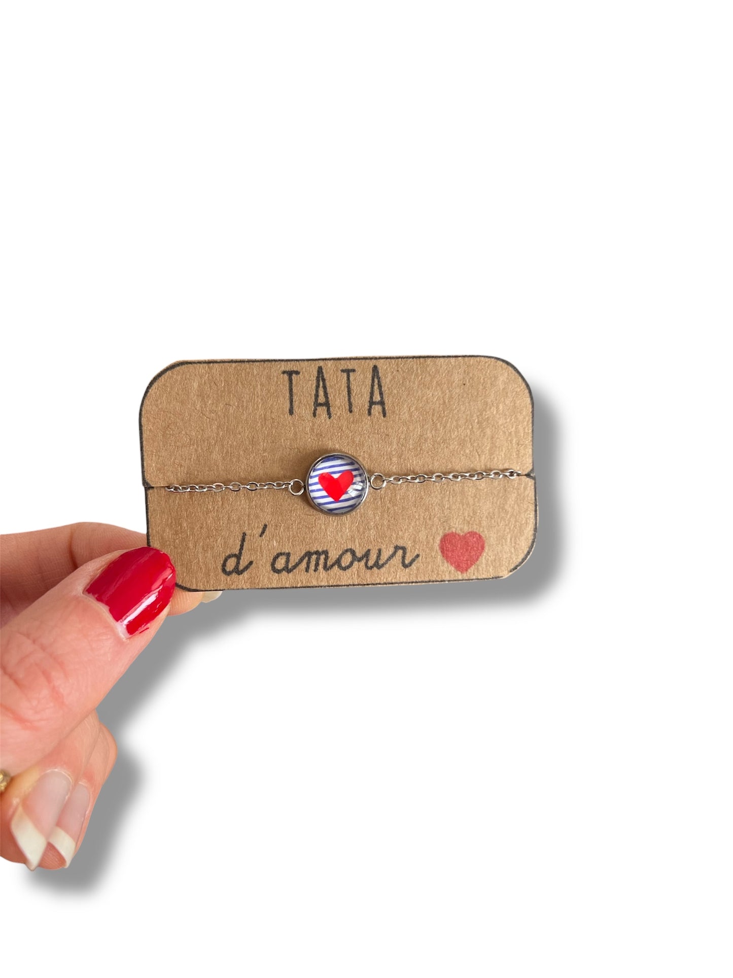 Red Heart aunt Bracelet, golden or silver finish