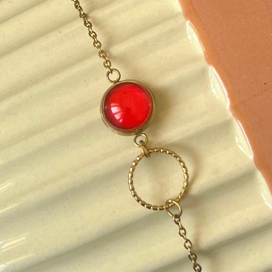 Red Heart Bracelet, golden or silver finish