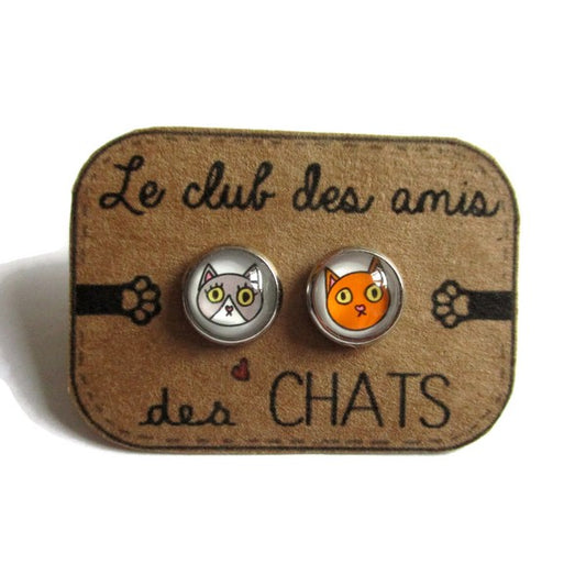 Puces d'Oreilles Chats Roux et Gris/ "Le club des amis des chats!"
