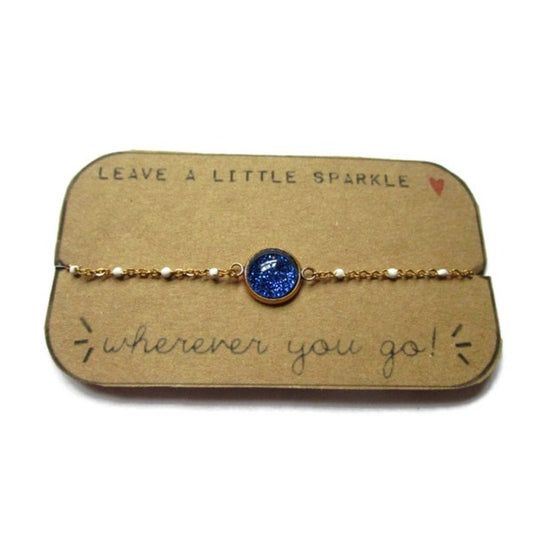 Bracelet Acier Inoxydable Paillettes bleues / "Leave a little sparkle wherever you go"
