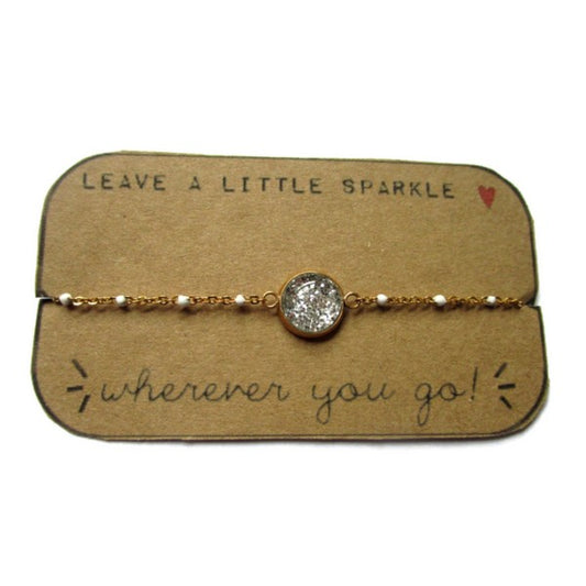Bracelet Acier Inoxydable Paillettes Argentées / "Leave a little sparkle wherever you go"