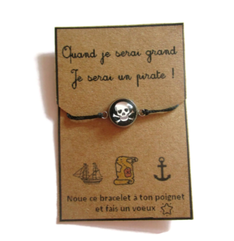 Bracelet Enfant Fil Tête de Mort, Je Serai Pirate