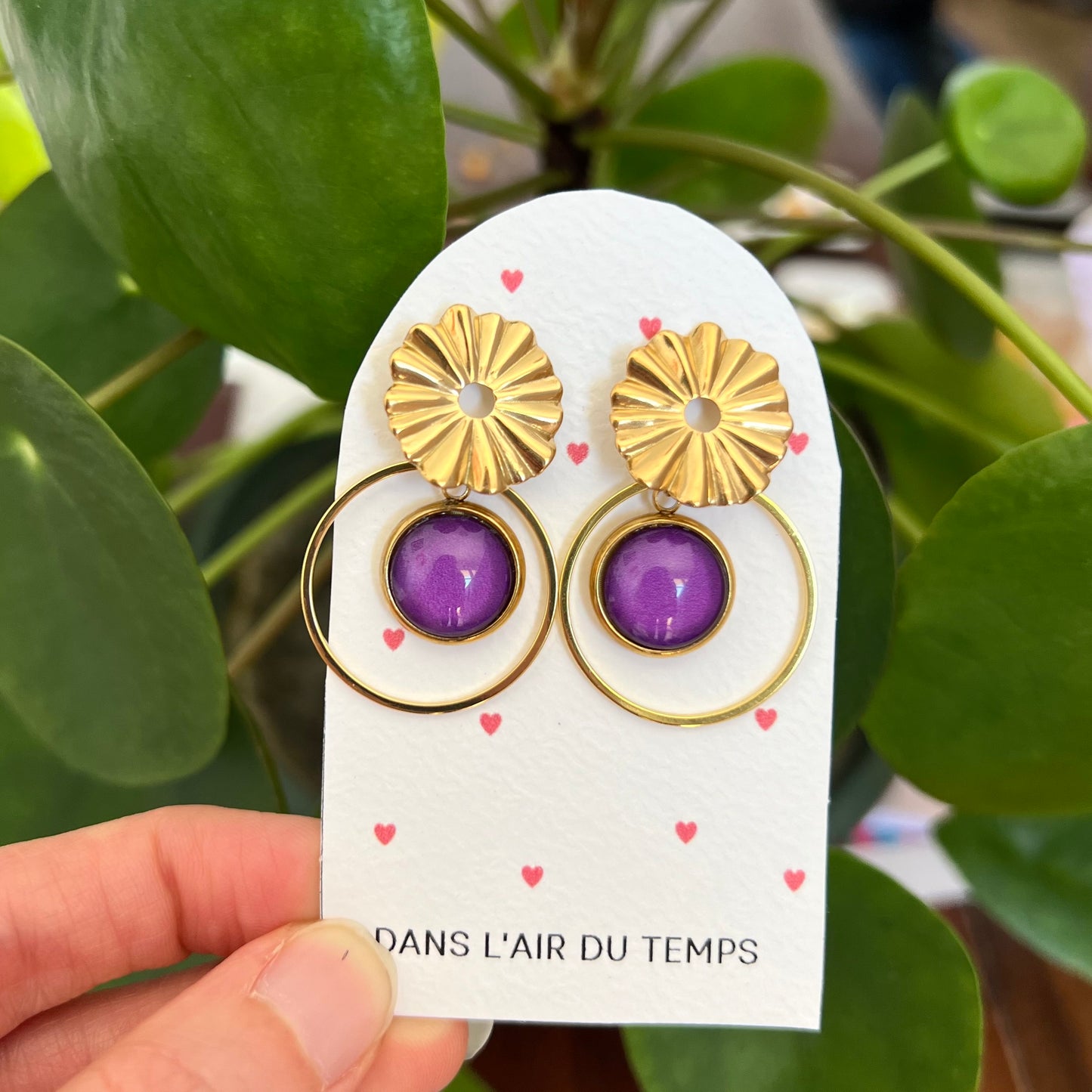 Boucles d'oreilles bohèmes violettes