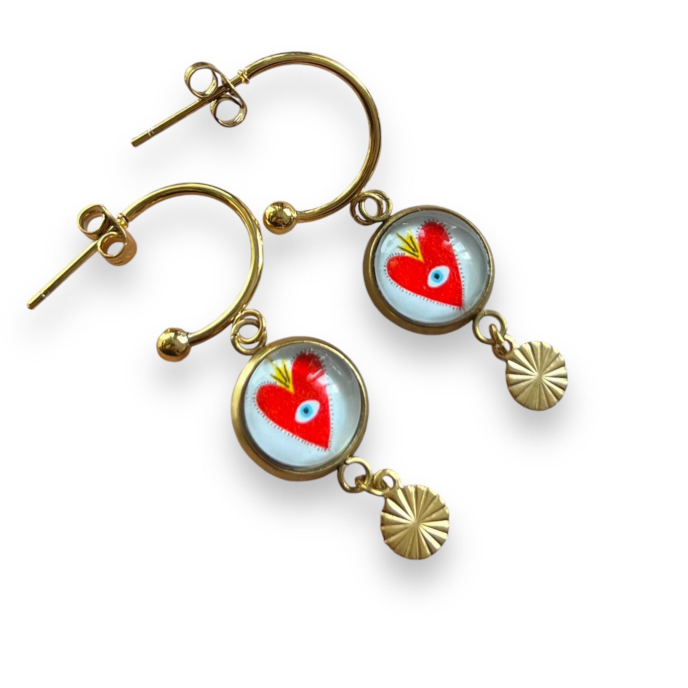 Sacred Red Heart mini hoop earrings