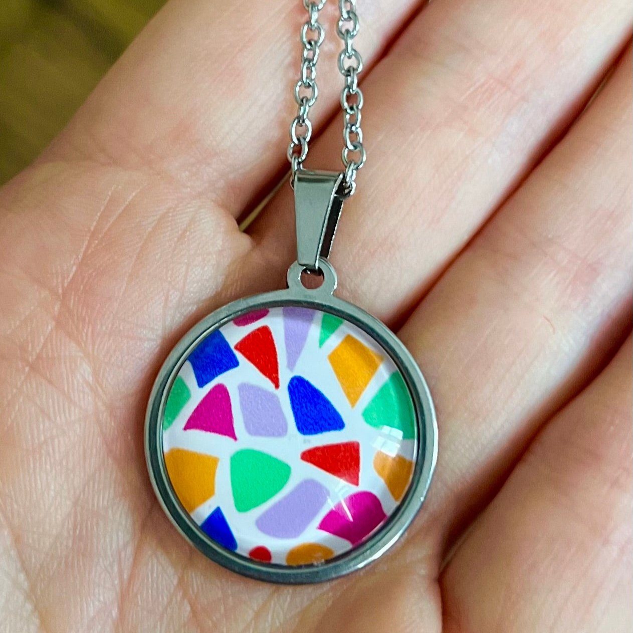 colorful Terrazzo NECKLACE - stainless steel necklace 