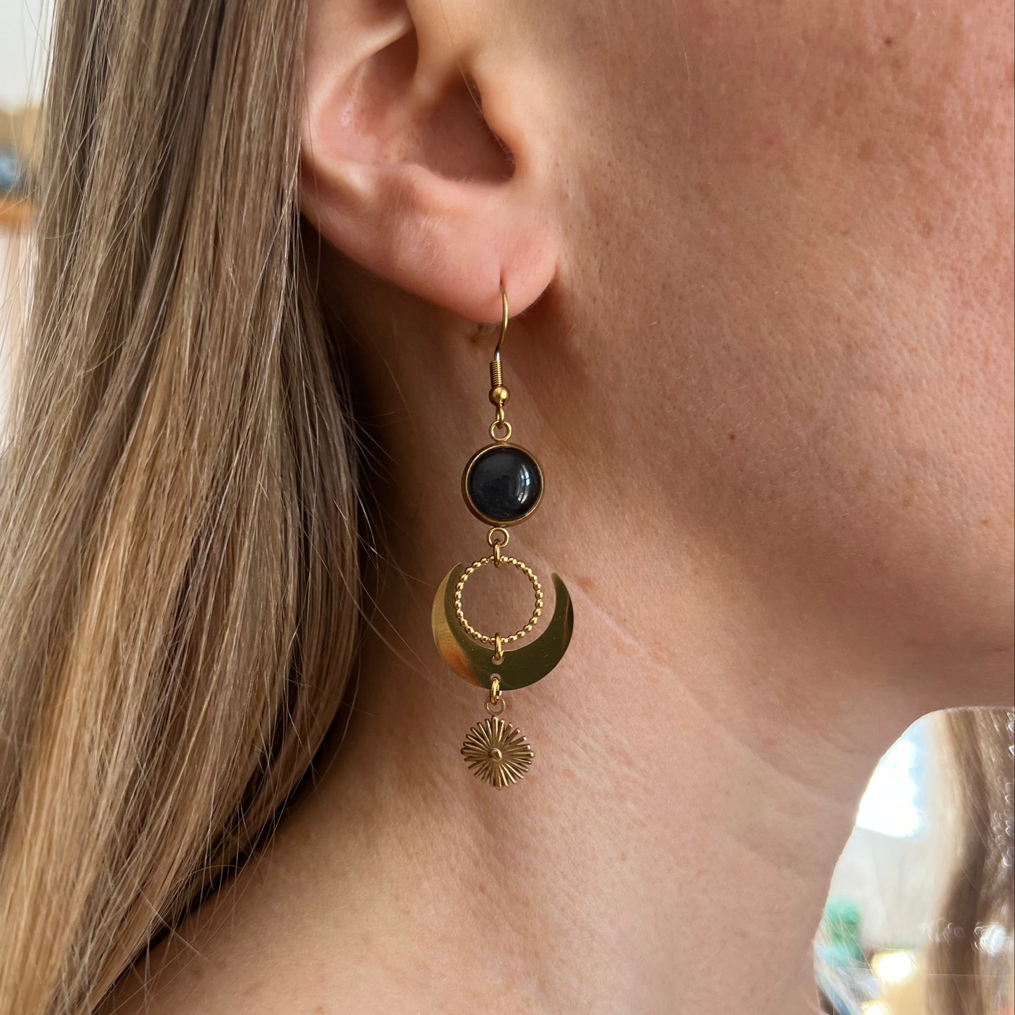 Blue moon mismatched Earrings 