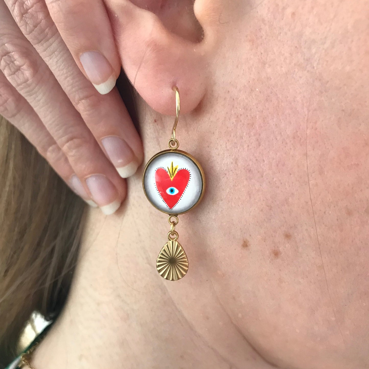 Red Sacred Heart earrings