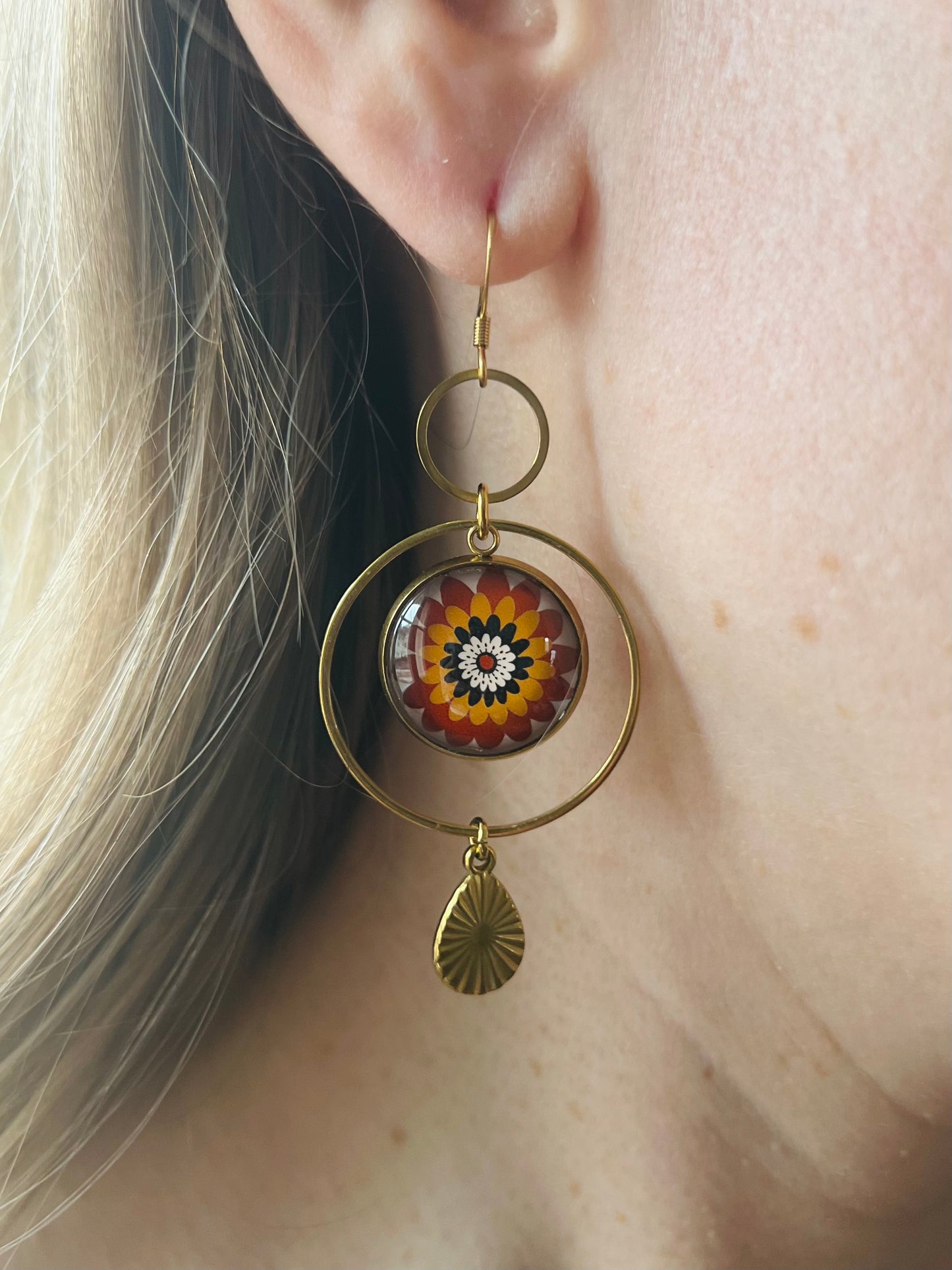 BOUCLES D'OREILLES mandala marron