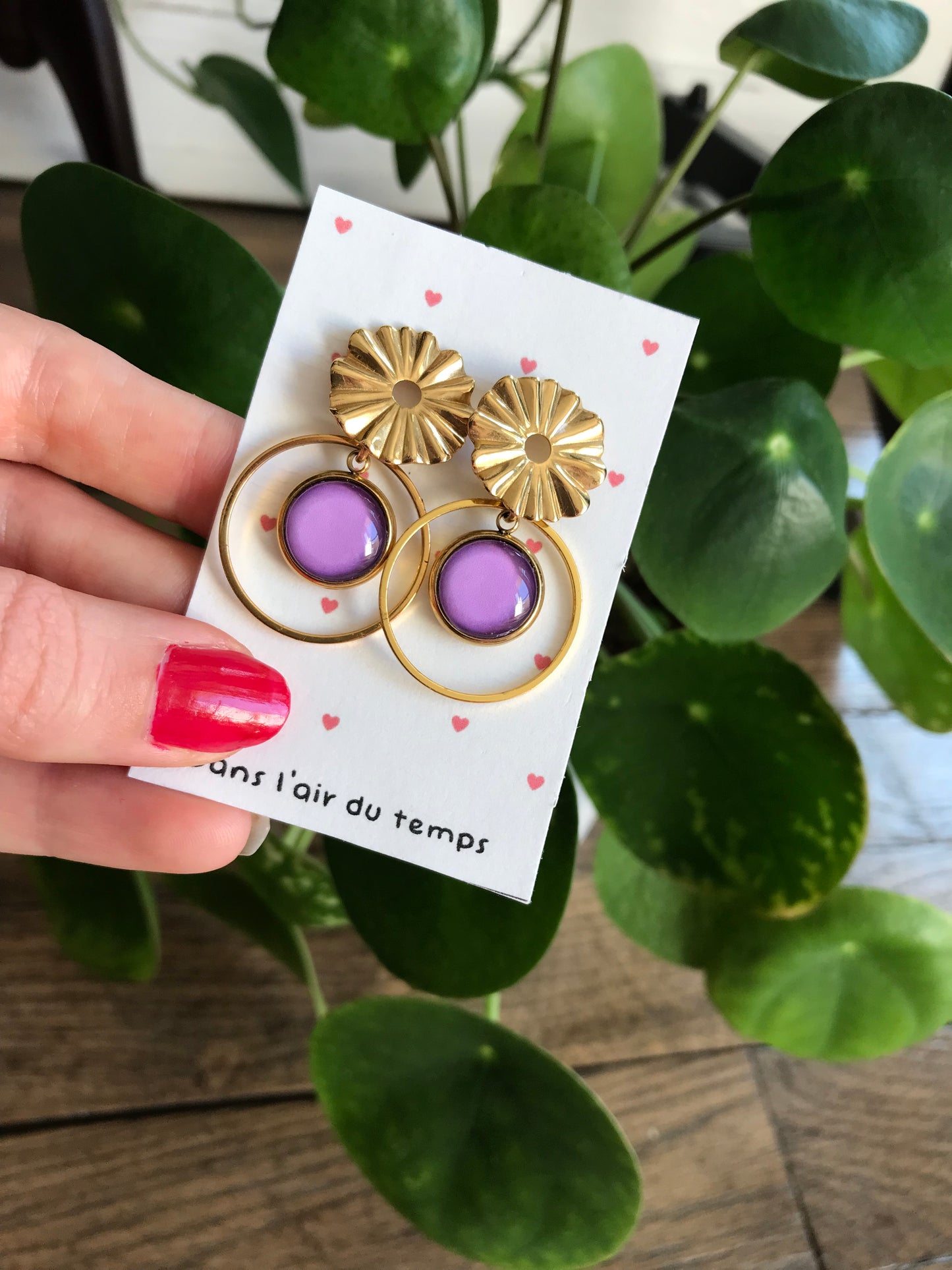 Boucles d'oreilles bohèmes lilas