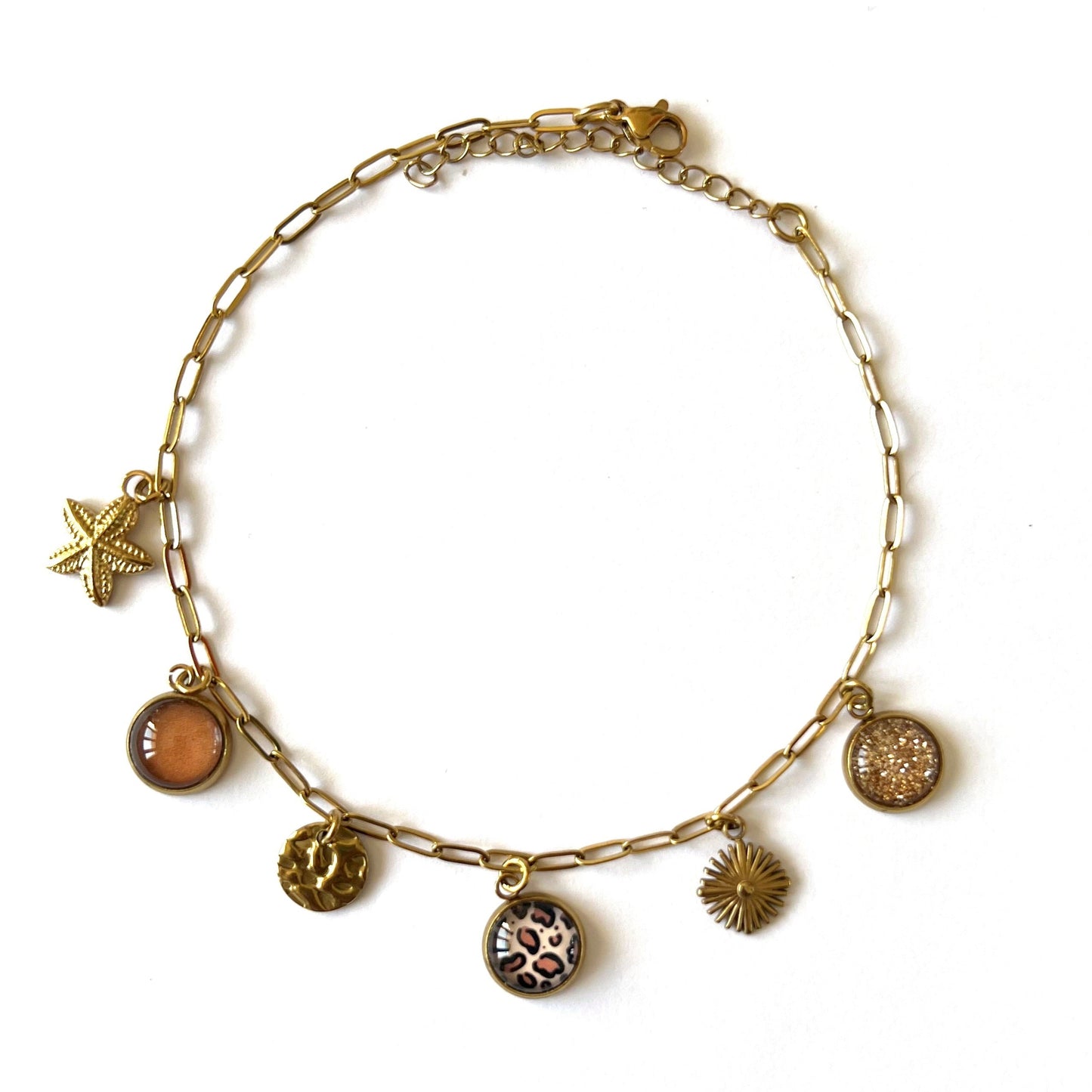 Bracelet de cheville breloques léopard