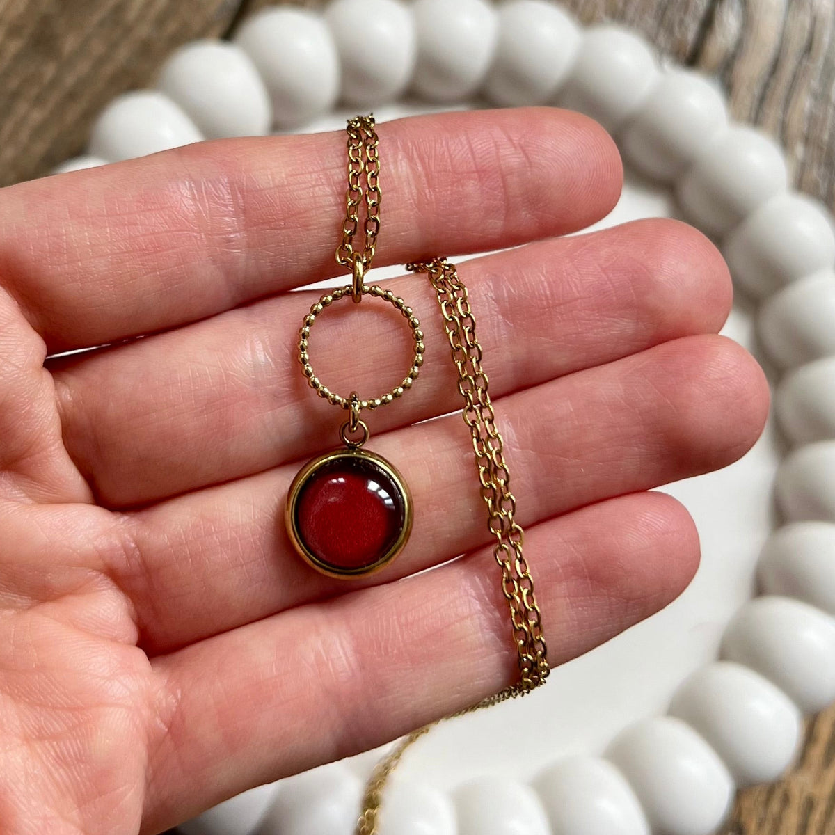 Boho Orange FLORAL Necklace - Golden or silver finish