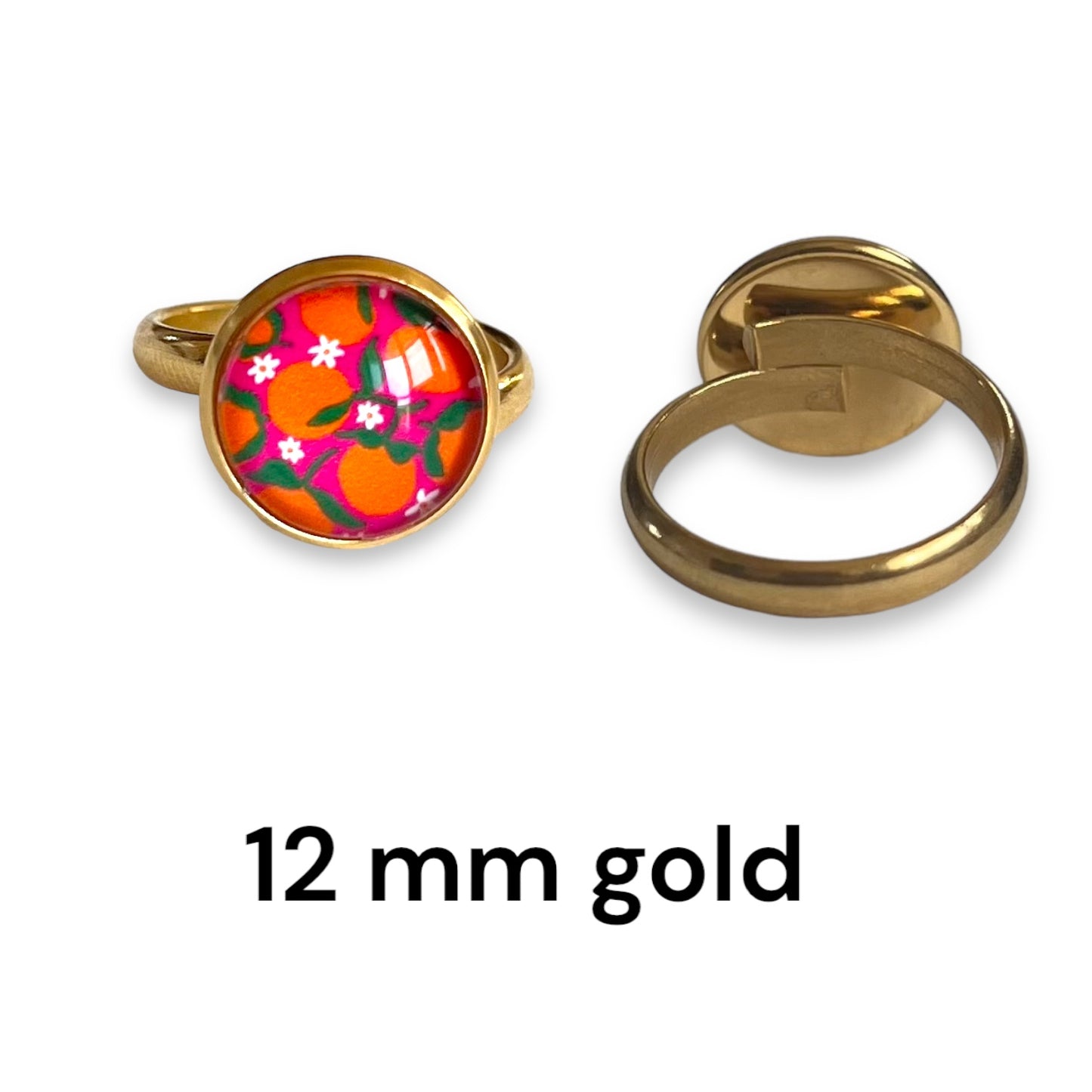 gold Orange Floral Ring