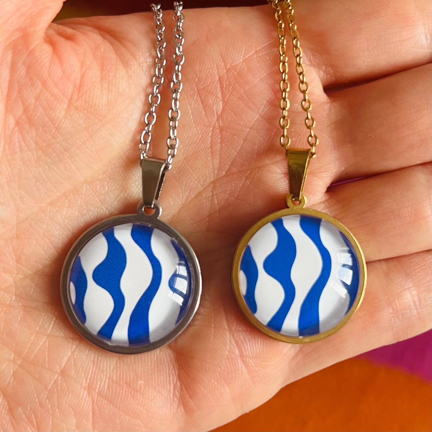 Blue and white waves NECKLACE