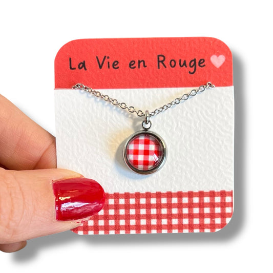 Collier Enfant Vichy Rouge/ La vie en Rouge!
