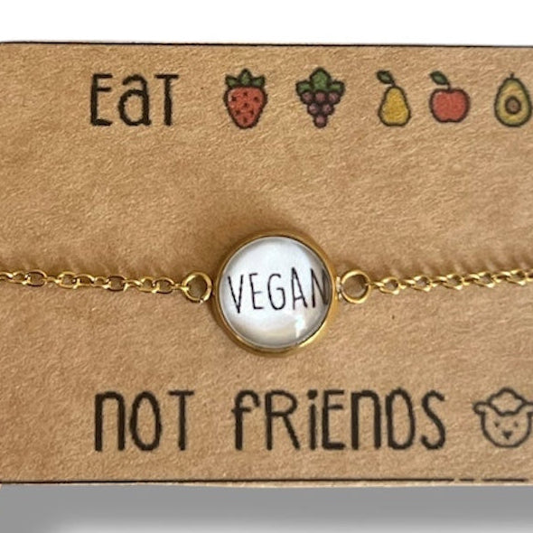 Vegan Bracelet, golden or silver finish