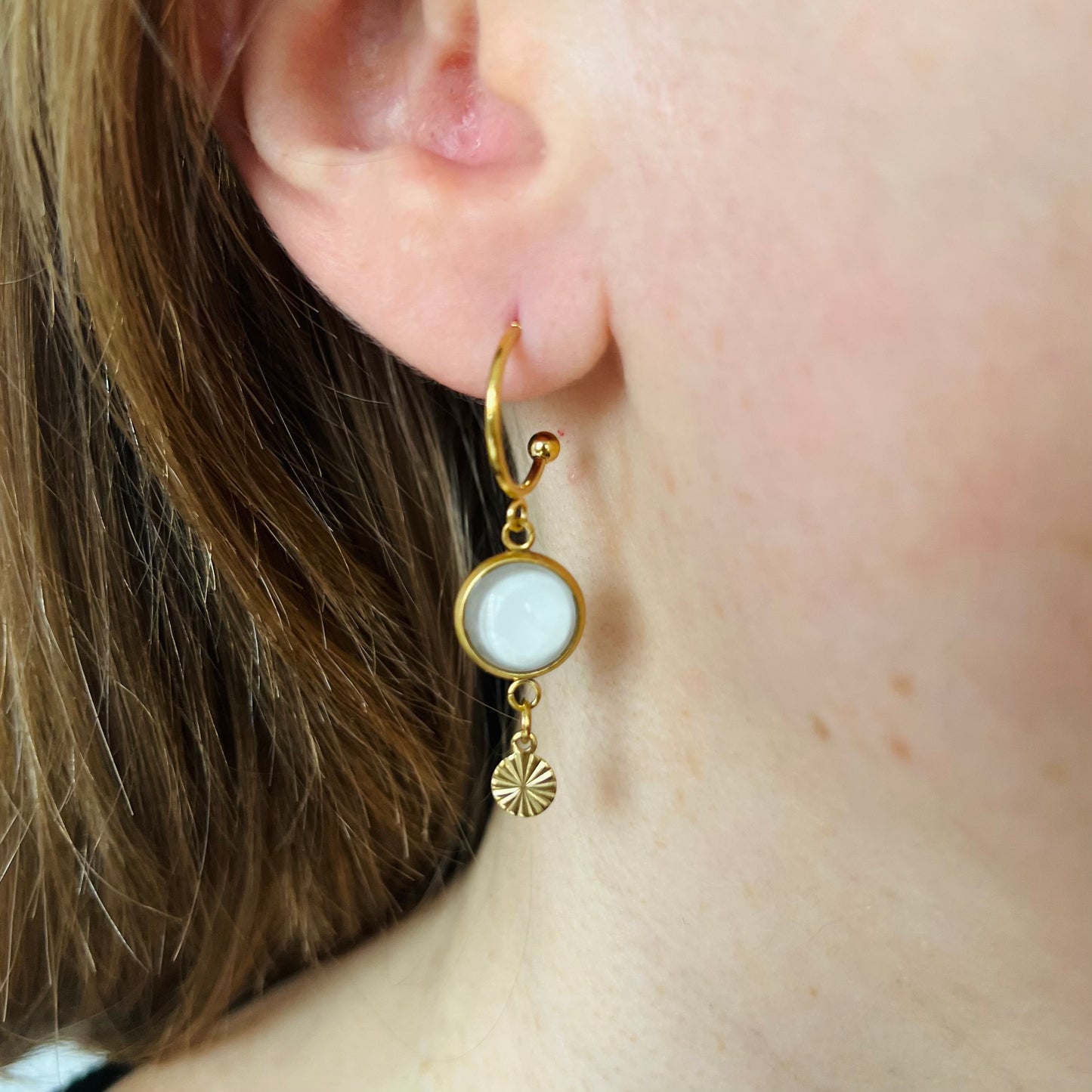 Beige golden/ silver HOOP EARRINGS