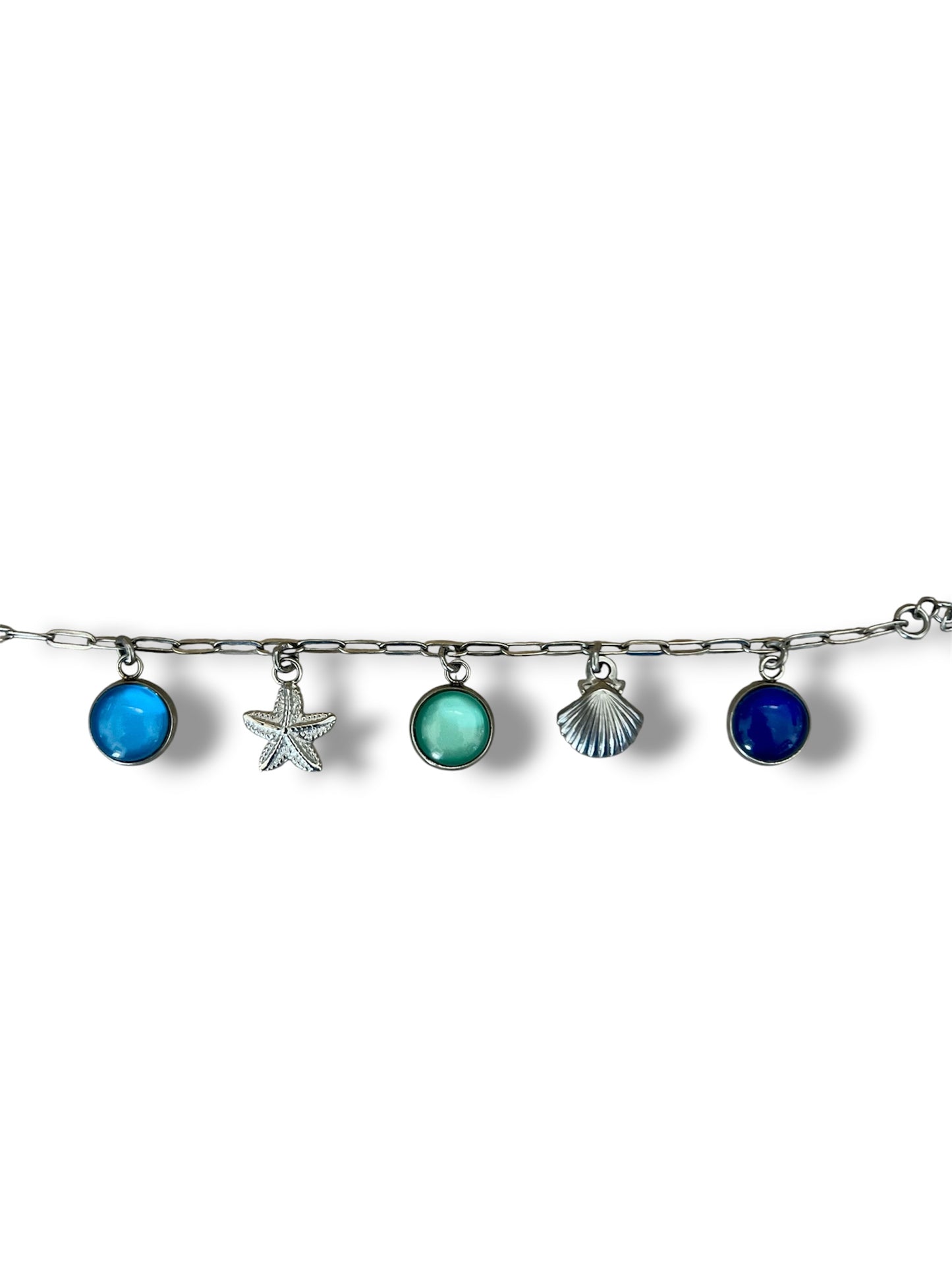 Bracelet breloques tons bleus