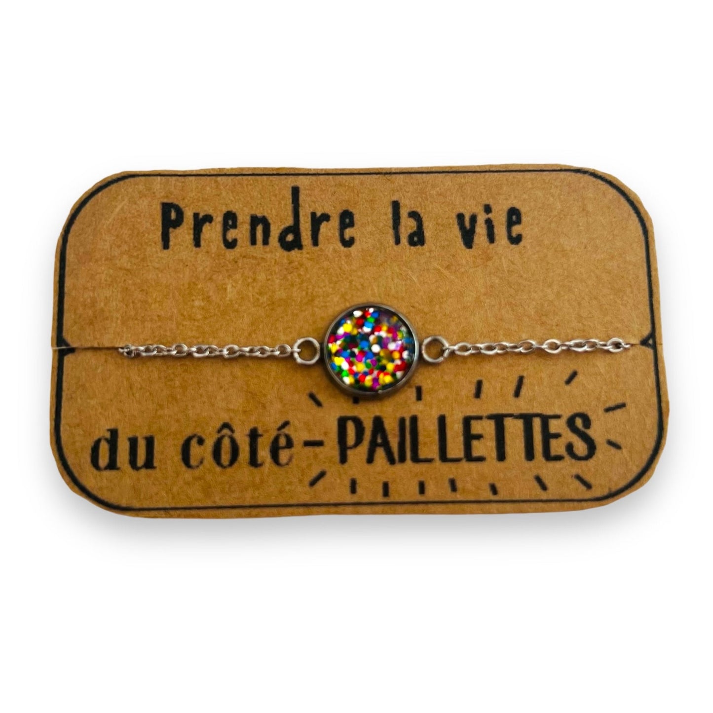 Bracelet Acier Inoxydable Paillettes Multicolores