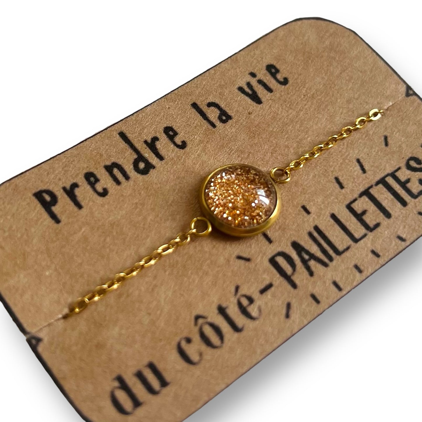 Bracelet Acier Inoxydable Paillettes Dorées