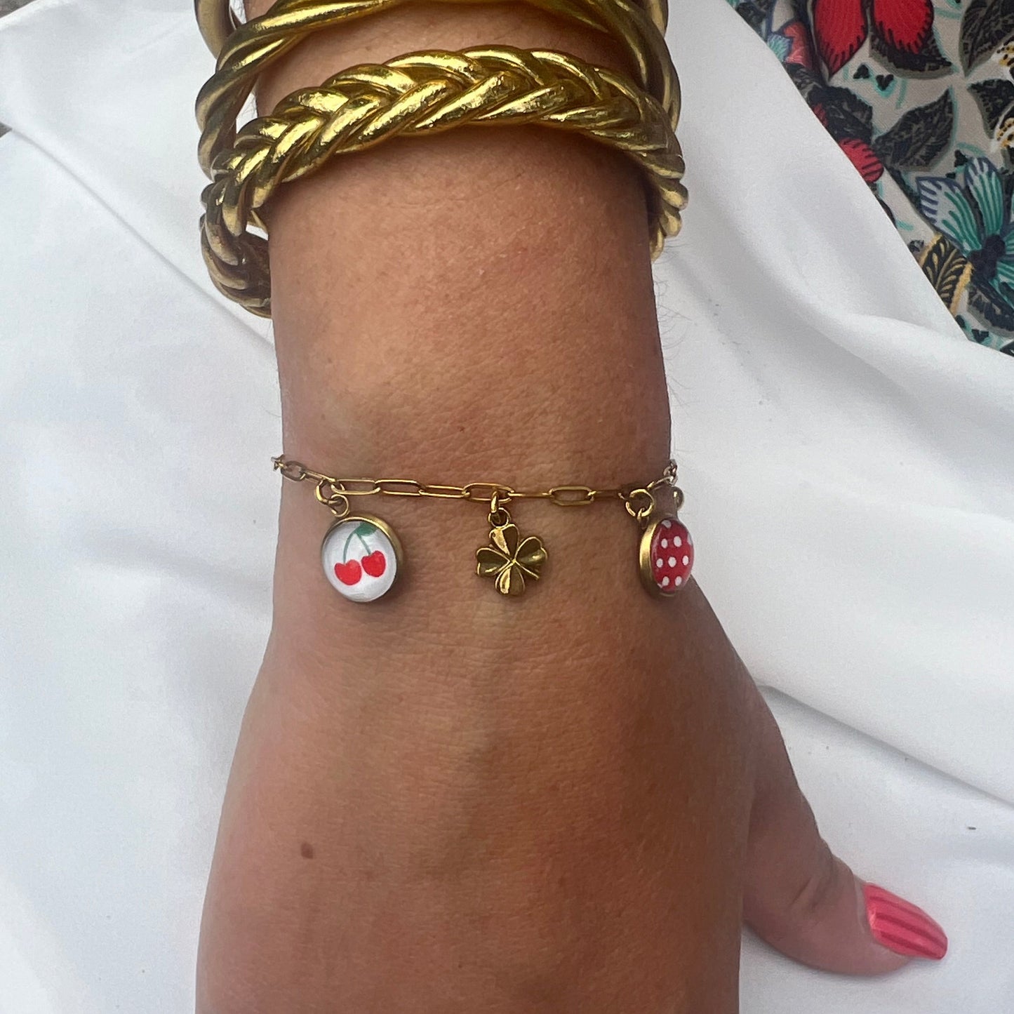 Bracelet breloques cerises