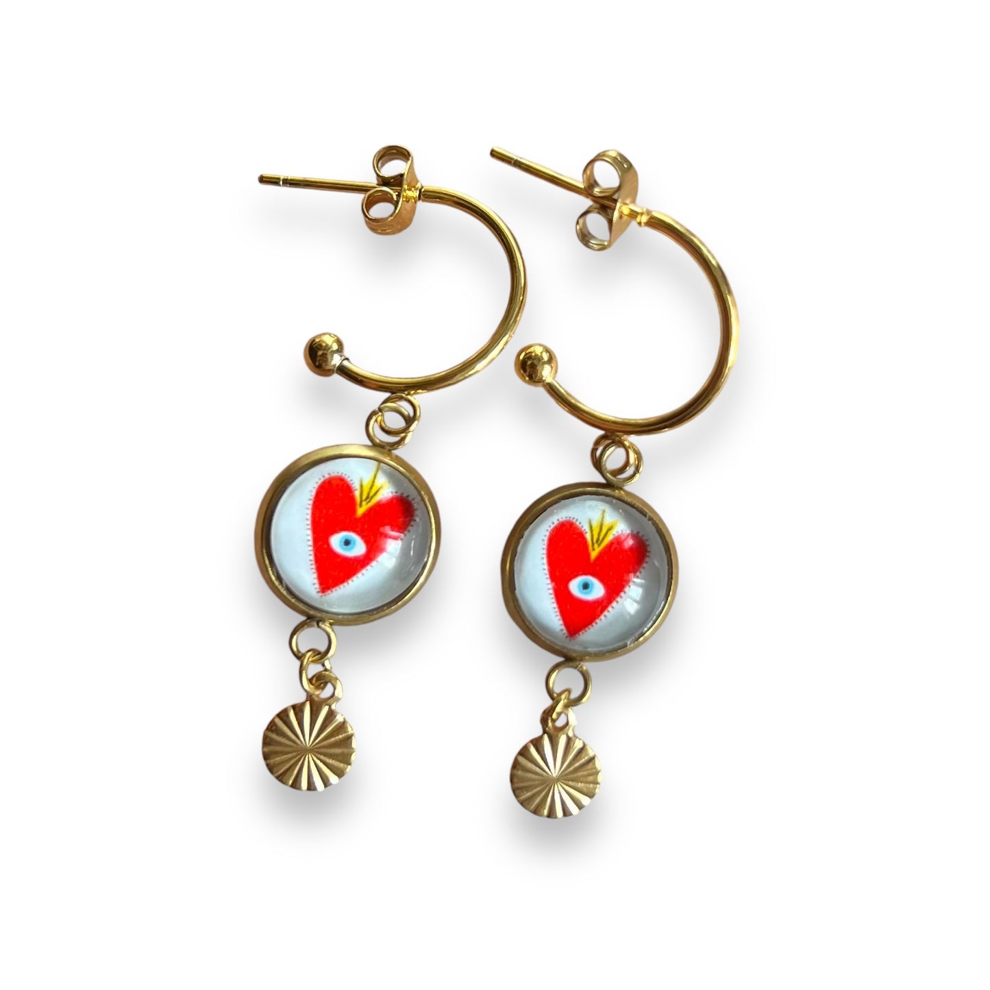 Sacred Red Heart mini hoop earrings