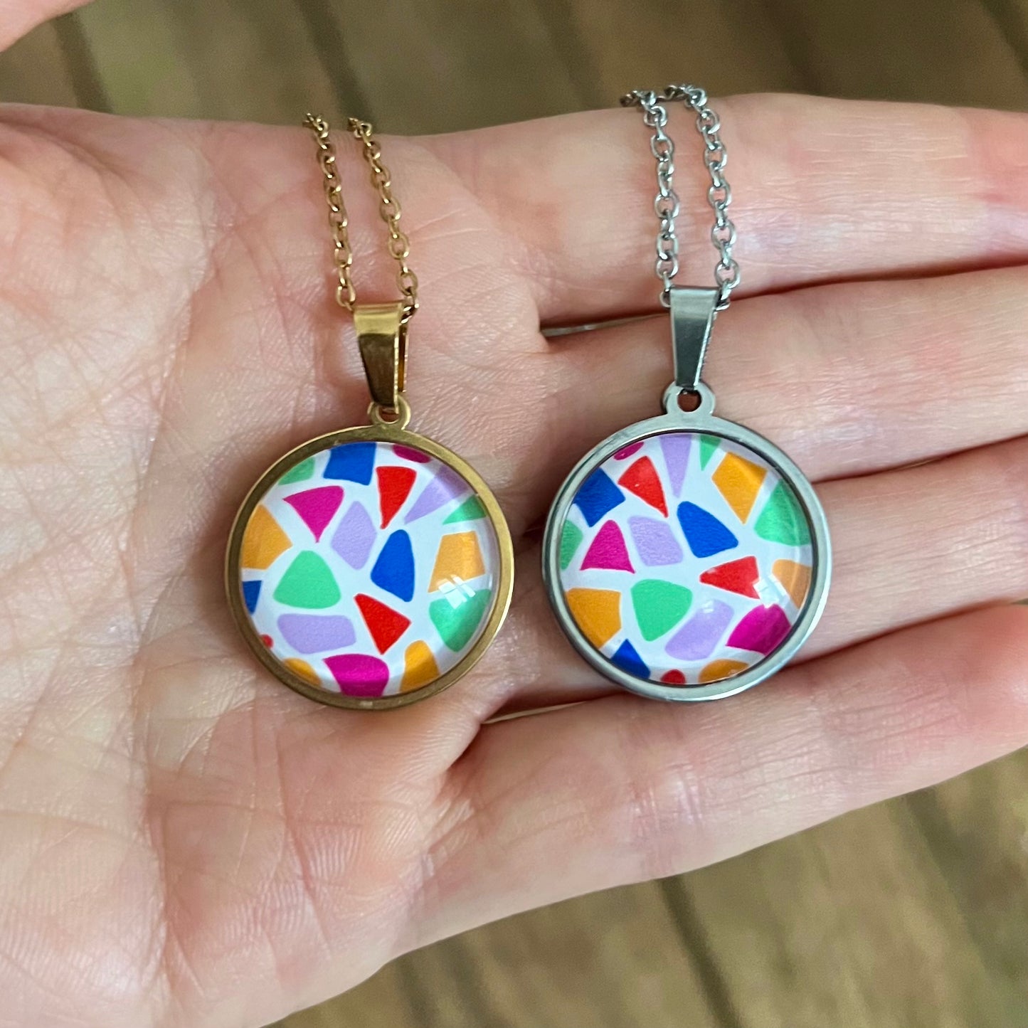 colorful Terrazzo NECKLACE - stainless steel necklace 