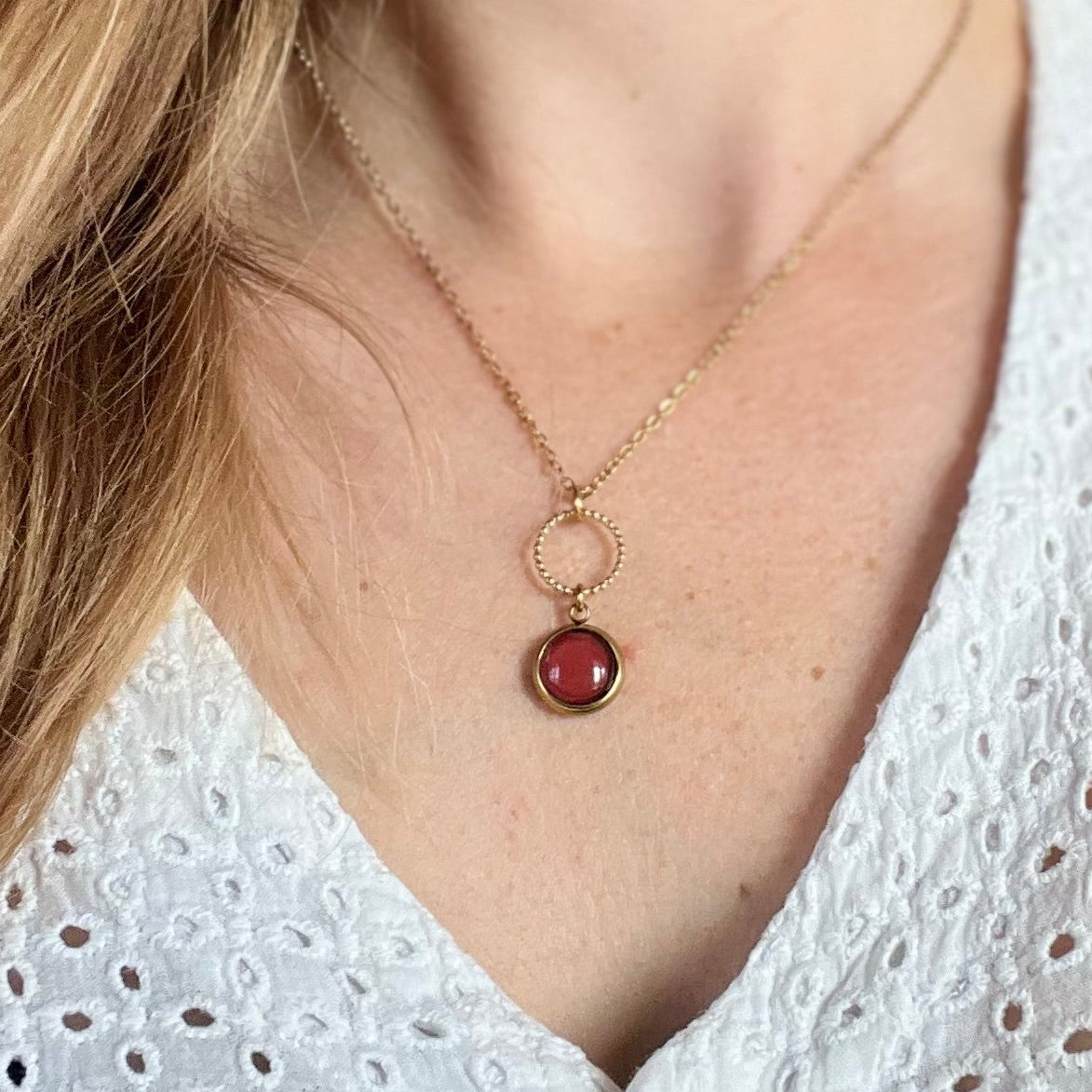 Boho Orange FLORAL Necklace - Golden or silver finish