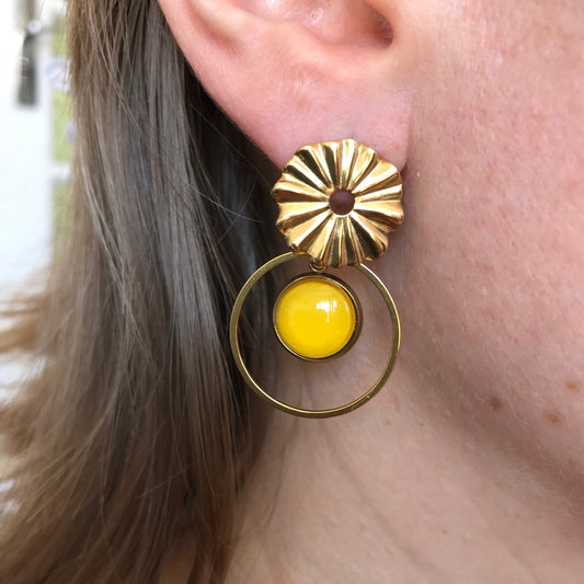 Yellow Boho Dangle Earrings