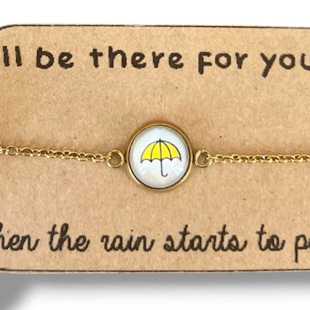 Yellow umbrella bracelet, golden or silver finish
