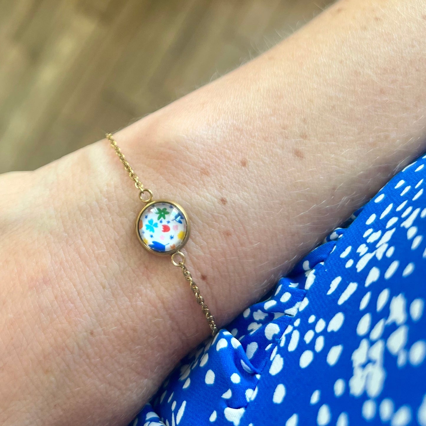 Bracelet Acier Inoxydable Motif Abstrait Coloré