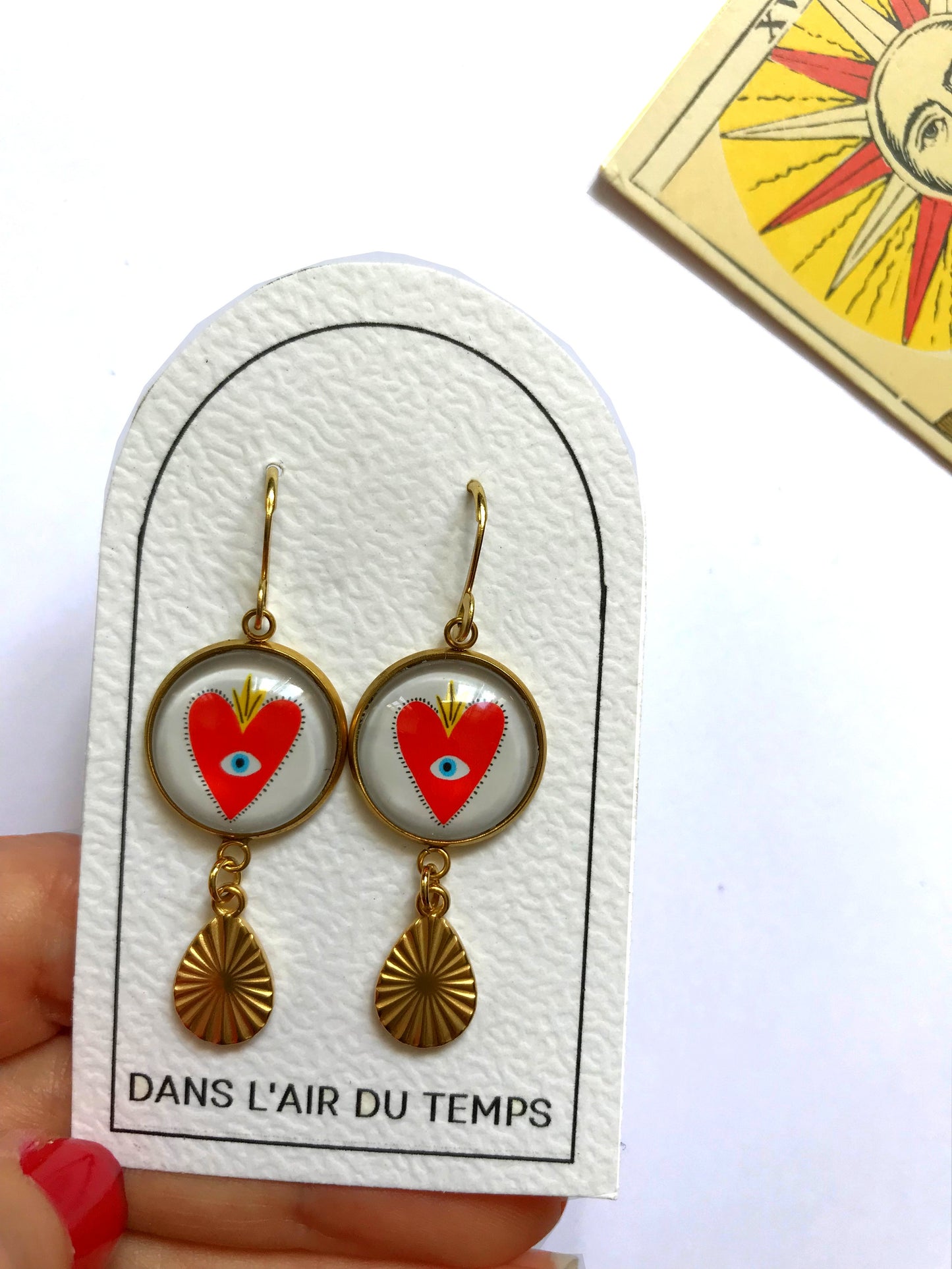 Boucles d'Oreilles Cœurs Rouges Mexicains