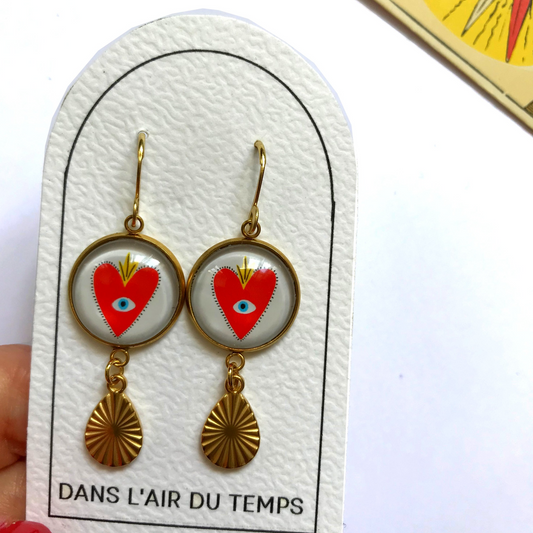 Red Sacred Heart earrings