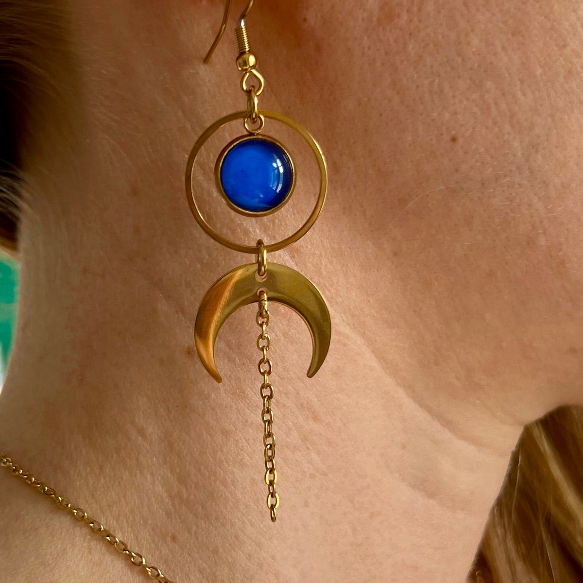Blue moon mismatched Earrings 