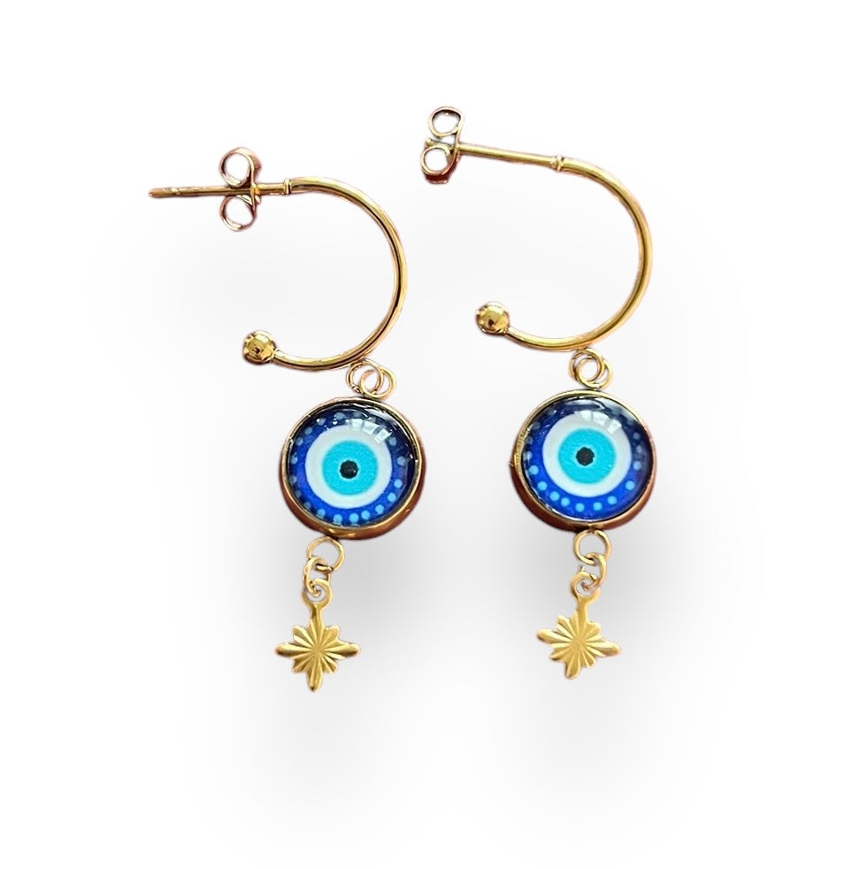 Evil eyes golden HOOP EARRINGS