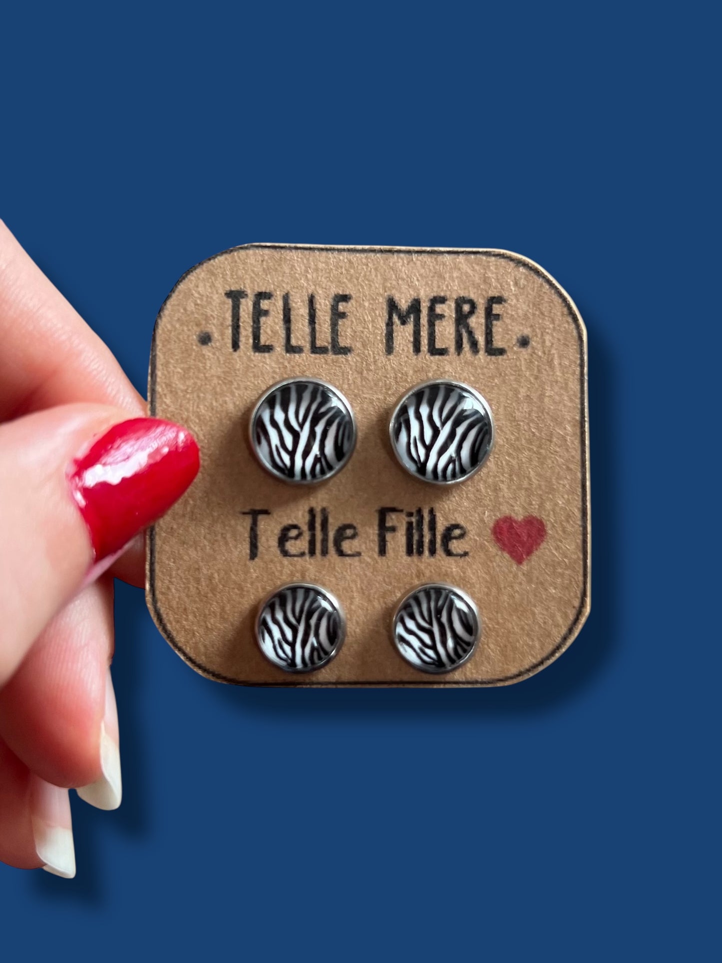 Zebra pattern "Telle mère, Telle Fille!" Stud Earrings