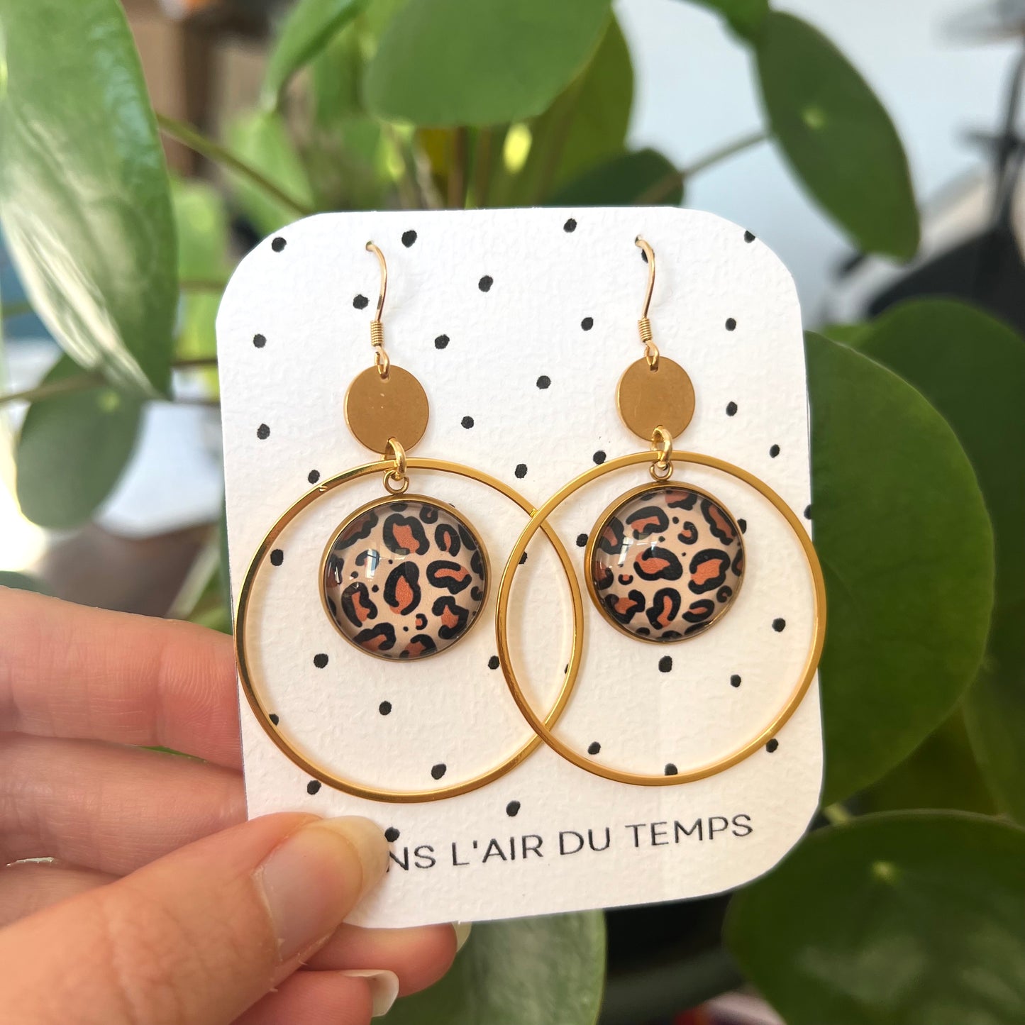 Leopard print silver/ Gold Hoop earrings