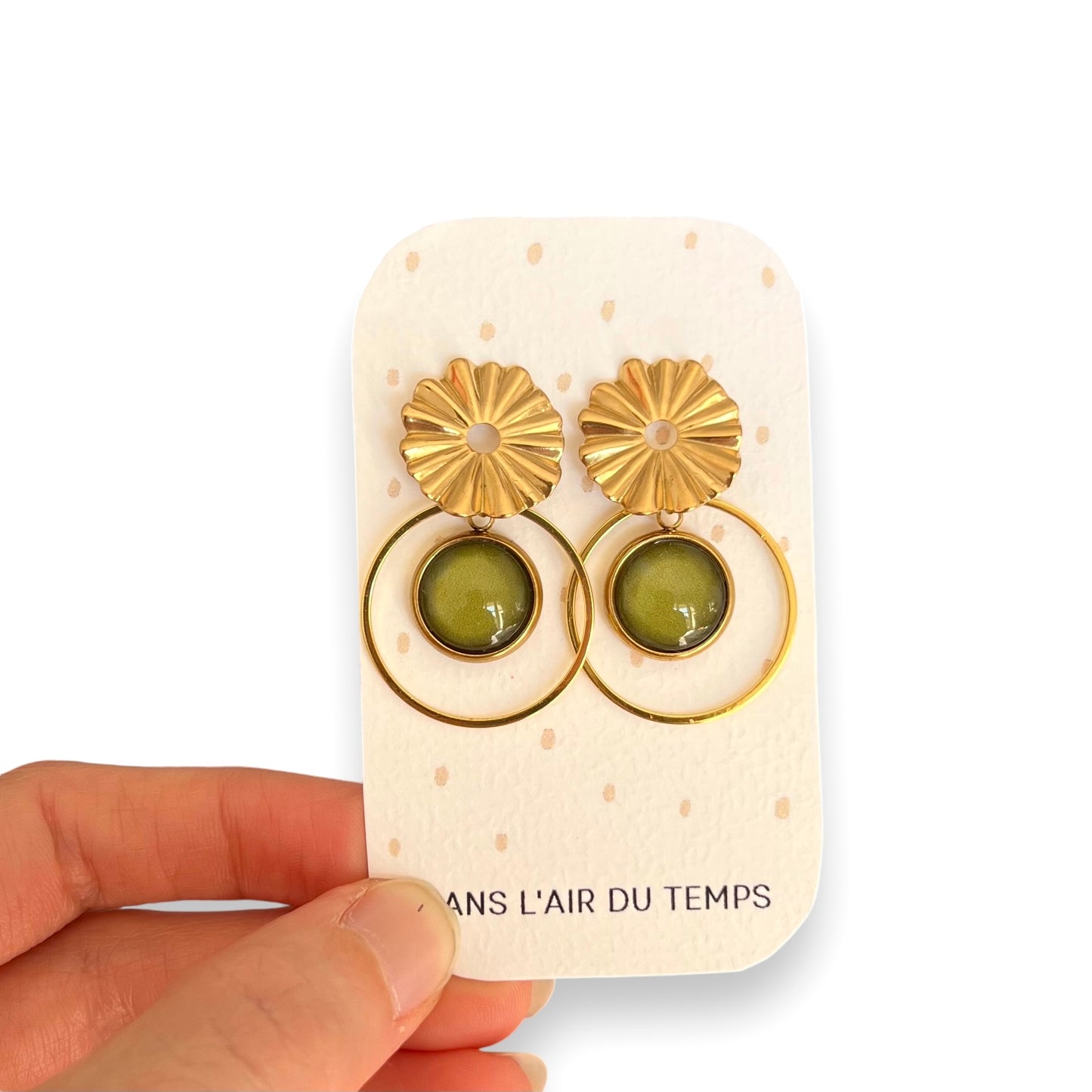 Boucles d'oreilles bohèmes kaki