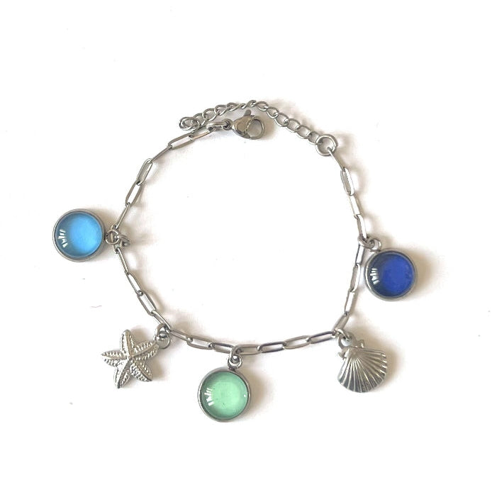 Bracelet breloques tons bleus