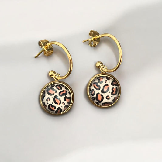 leopard print mini hoop earrings