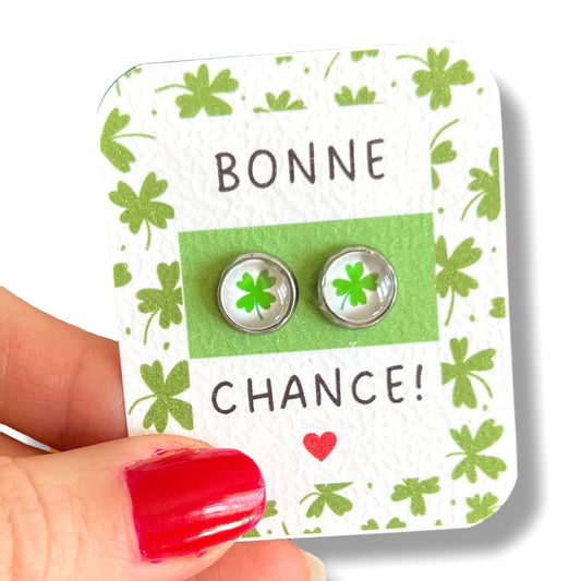 Clover Kids Stud Earrings / "Bonne Chance"