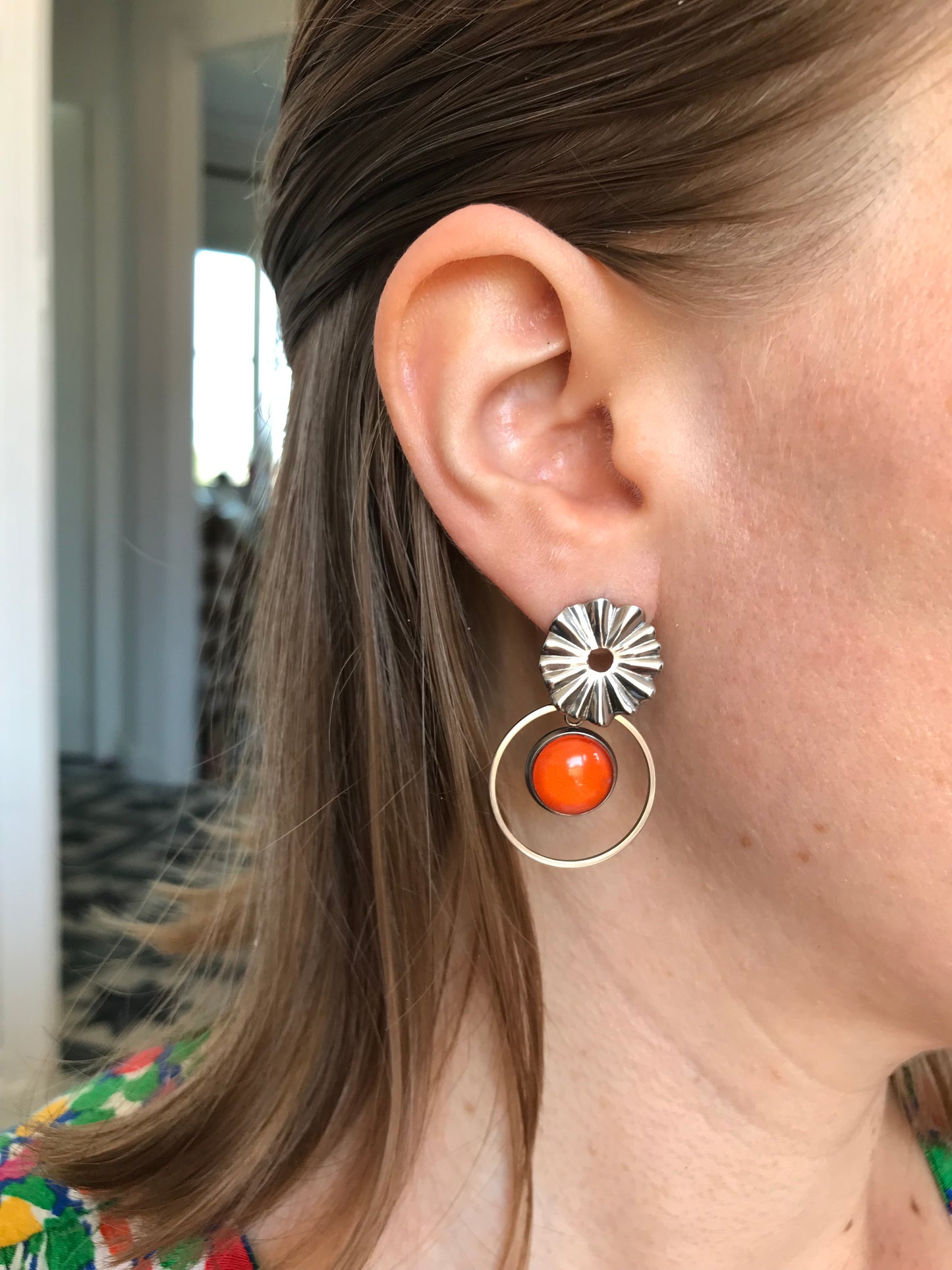 Orange boho Dangle Earrings