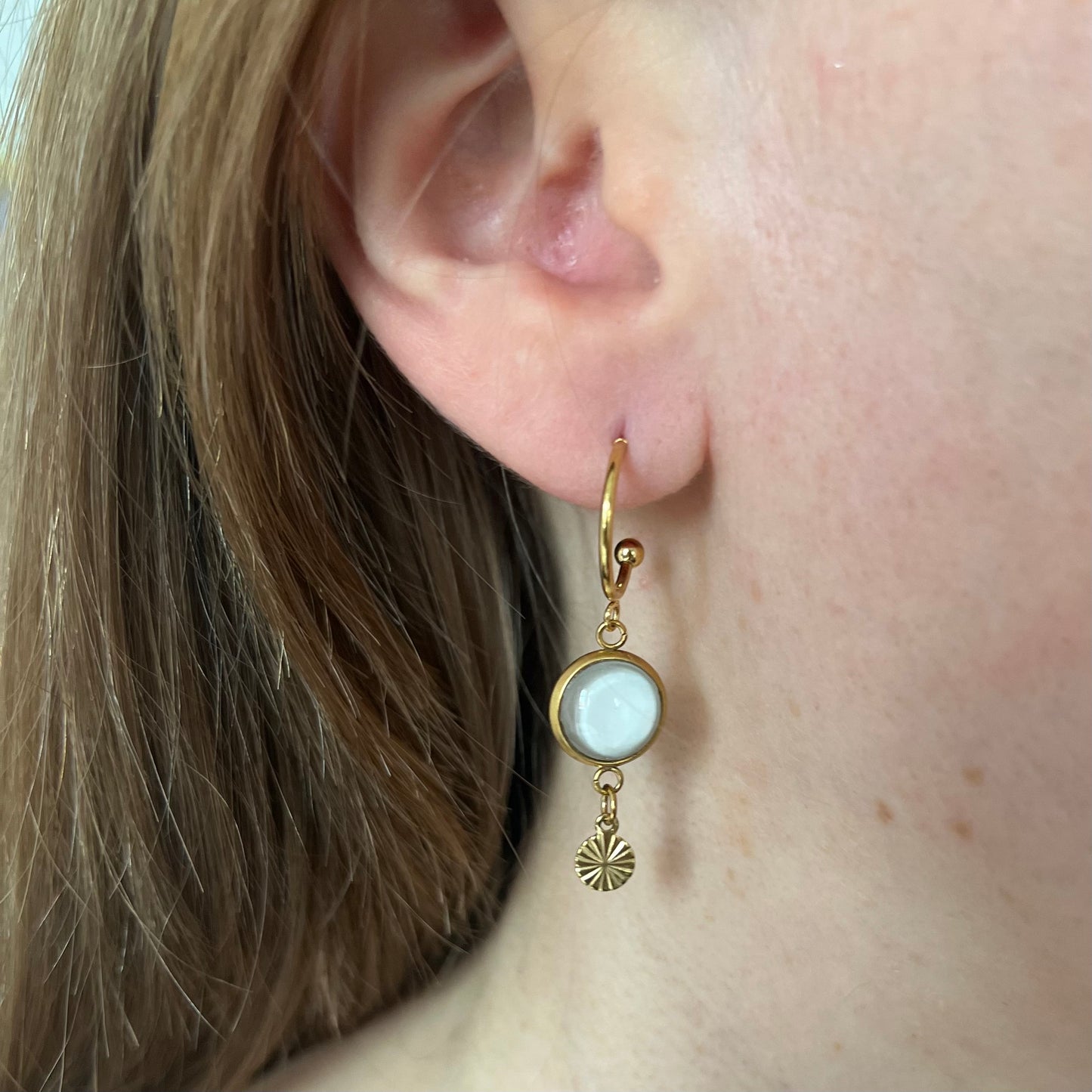 Beige golden/ silver HOOP EARRINGS