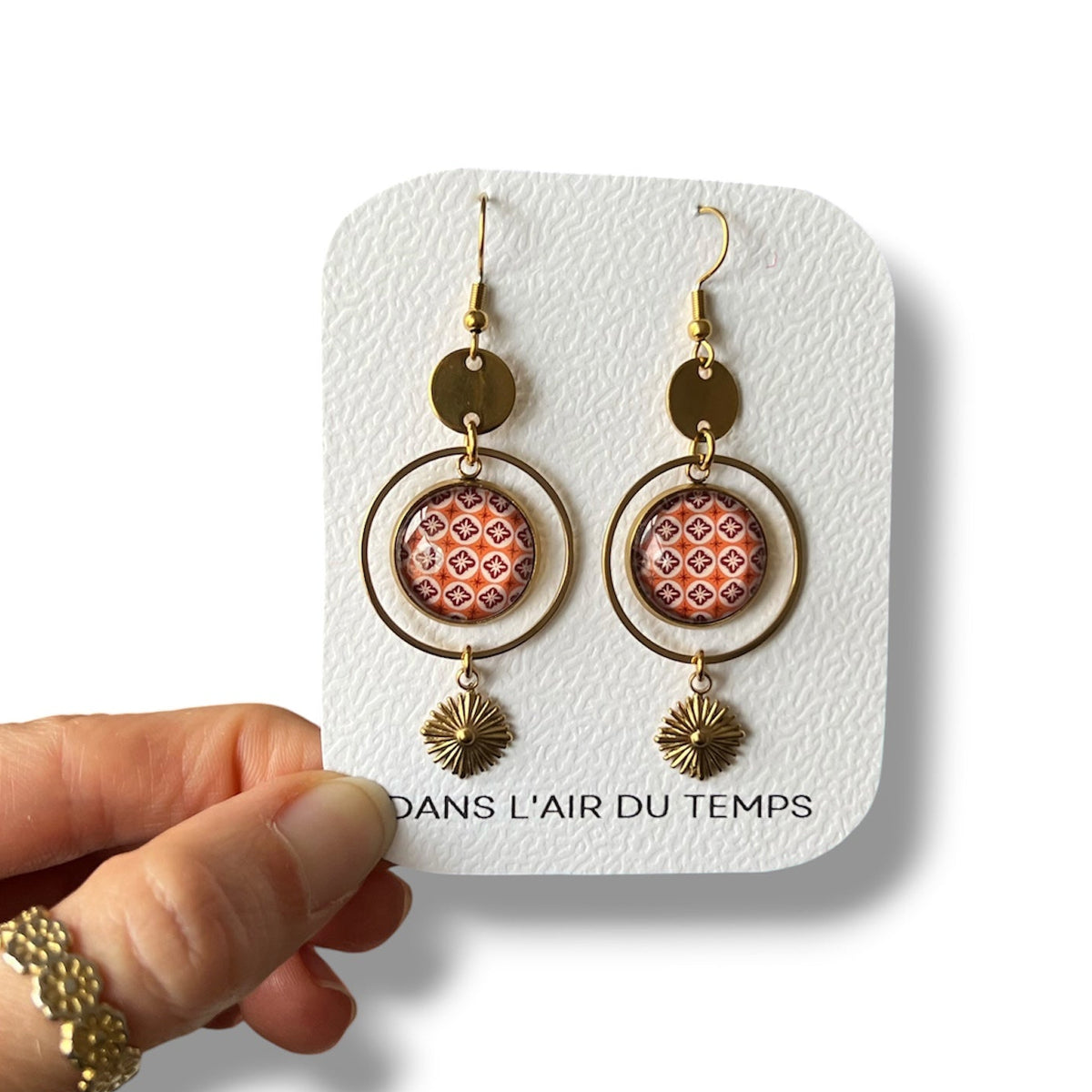 Boucles d'oreilles ethniques bohèmes oranges