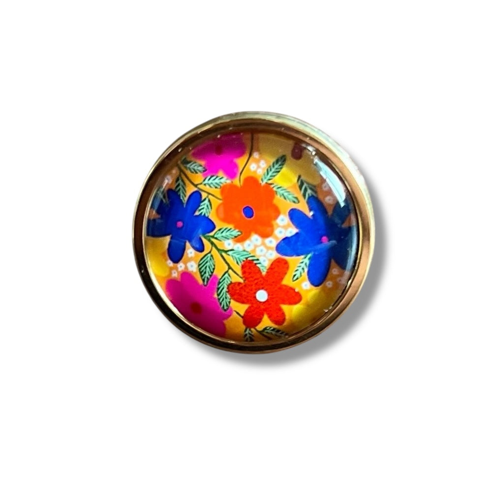 Colorful and yellow liberty Floral Ring, Golden or Silver Finish
