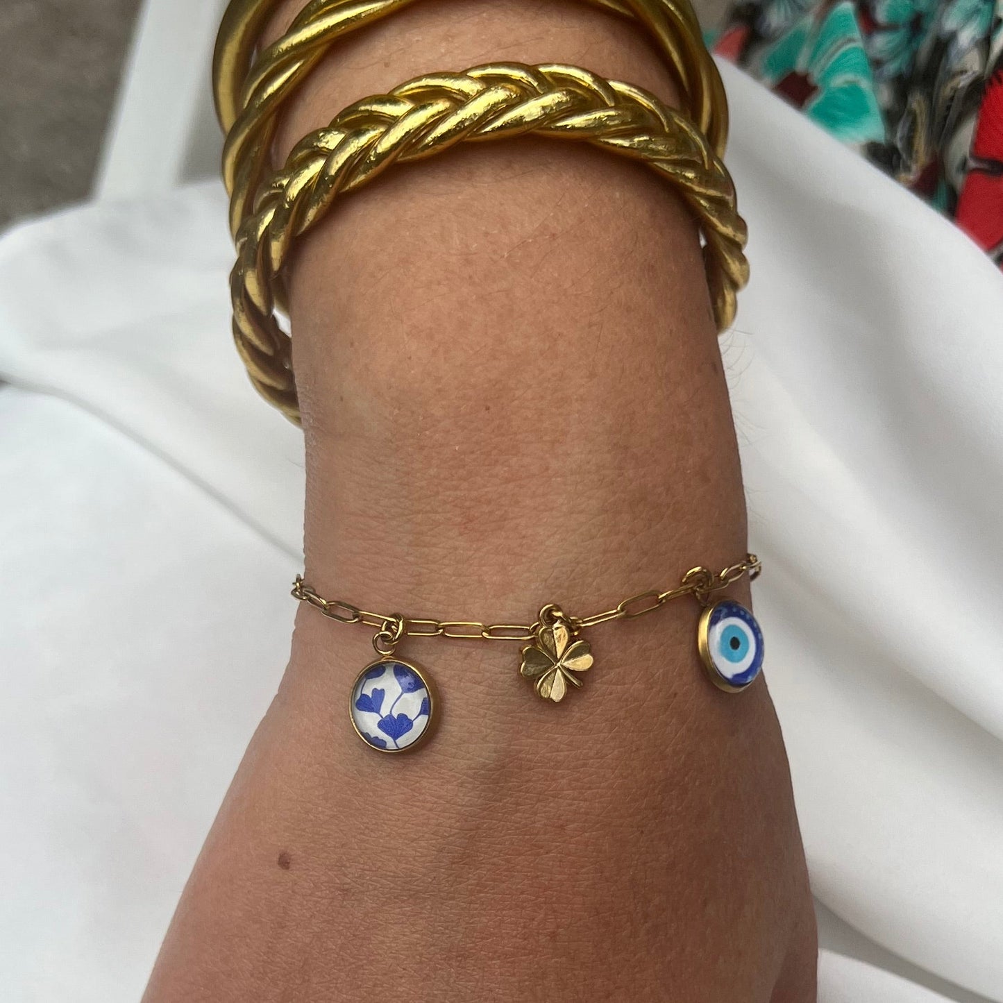 Bracelet breloques œil bleu