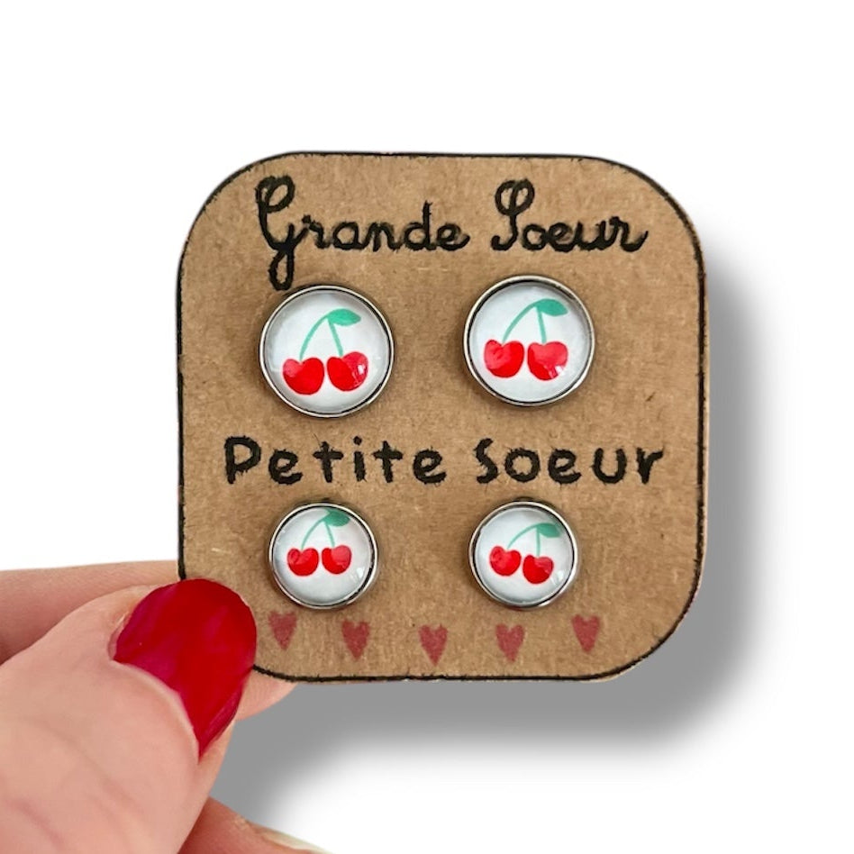 Cherries "Grande soeur, Petite Soeur" Stud Earrings