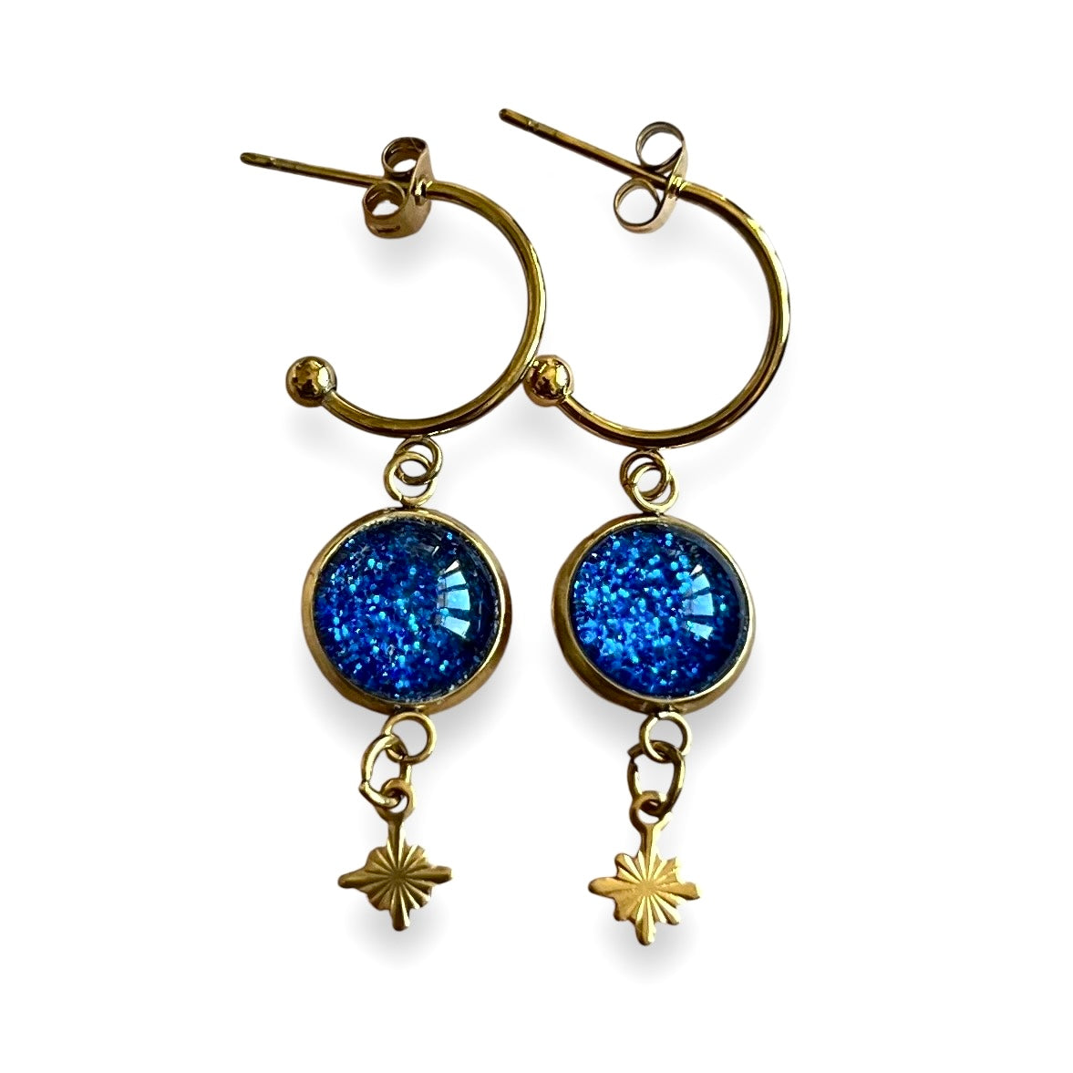 Blue glitters HOOP EARRINGS