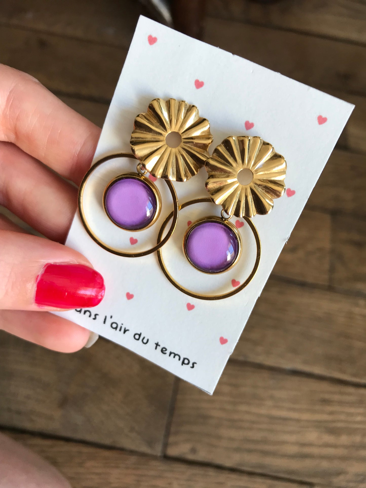 Boucles d'oreilles bohèmes lilas